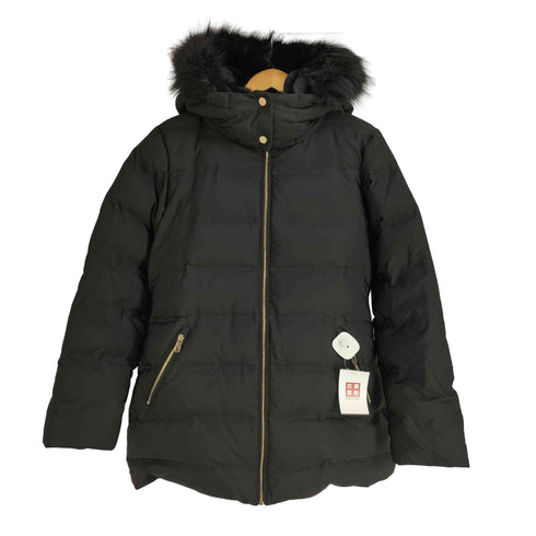 ザラ ZARA ファーフード ショート ダウンコート レディース import:L