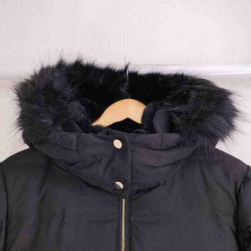 ザラ ZARA ファーフード ショート ダウンコート レディース import:L