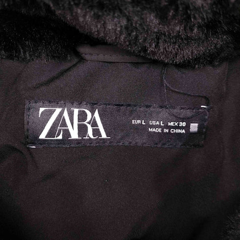ザラ ZARA ファーフード ショート ダウンコート レディース import:L