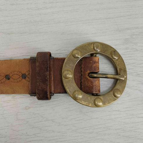 SOLID BRASS GENUINE LEATHER スタッツ バックルベルト レディース