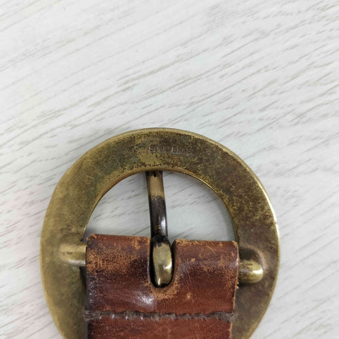 SOLID BRASS GENUINE LEATHER スタッツ バックルベルト レディース