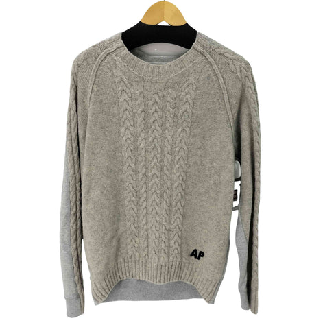 アンドレアポンピリオ ANDREA POMPILIO MADE IN ITALY OONARK スウェット切替 ケーブル編み クルーネックニット メンズ JPN:46