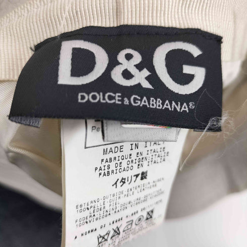 ディーアンドジードルチェアンドガッバーナ D&G DOLCE&GABBANA イタリア製 ロゴプレート バイカラー テープ レザー バケット ハット レディース M