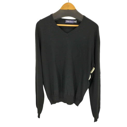 ラルフローレン RALPH LAUREN Purple Label イタリア製 シルク混 vネックニット メンズ import:L