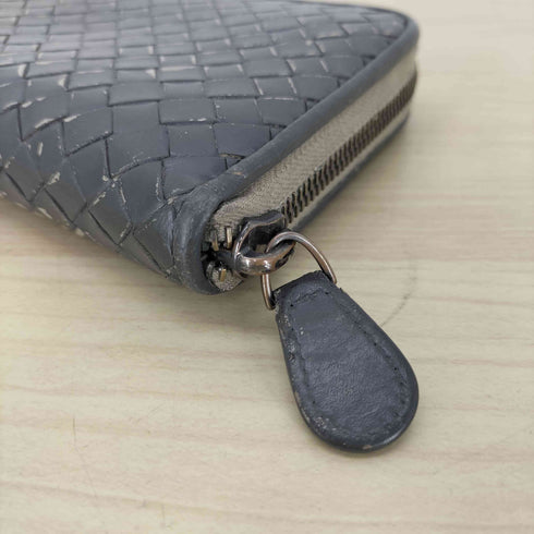 ボッテガヴェネタ BOTTEGA VENETA イタリア製 蝶刻印 イントレチャート レザー ラウンドジップ ロング ウォレット 長財布 メンズ