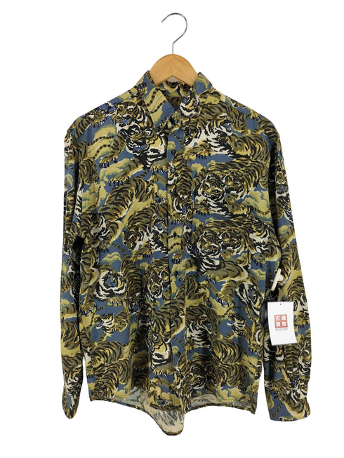 ケンゾーオム KENZO HOMME フランス製 百虎 総柄 モダ-ルコットン ボタンダウンシャツ メンズ JPN:4