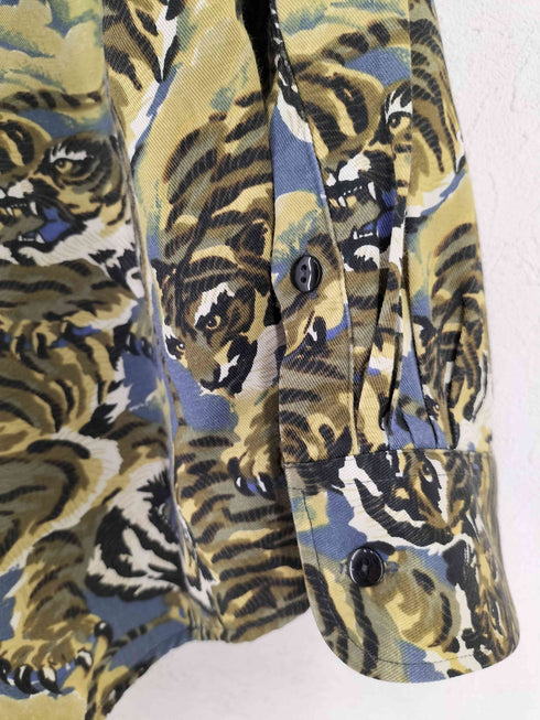 ケンゾーオム KENZO HOMME フランス製 百虎 総柄 モダ-ルコットン ボタンダウンシャツ メンズ JPN:4