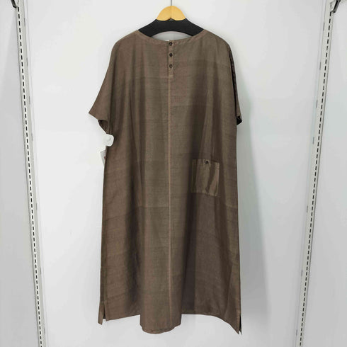 ヤッコマリカルド YACCO MARICARD ヘンリーネック半袖シルクシャツワンピース レディース バスト86~94 身長154~162