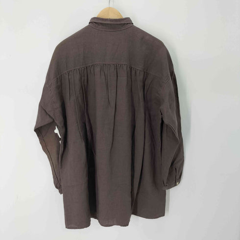 ヤッコマリカルド YACCO MARICARD バックギャザーリネンシャツワンピース レディース バスト86~94 身長154~162