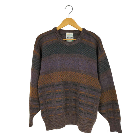 INIS MEAIN アイルランド製 マルチパターン クルーネックニット メンズ import:M