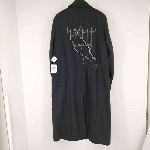 ヨウジヤマモトプールオム Yohji Yamamoto POUR HOMME 19AW バックロゴ刺繍ウールステンカラーロングコート メンズ