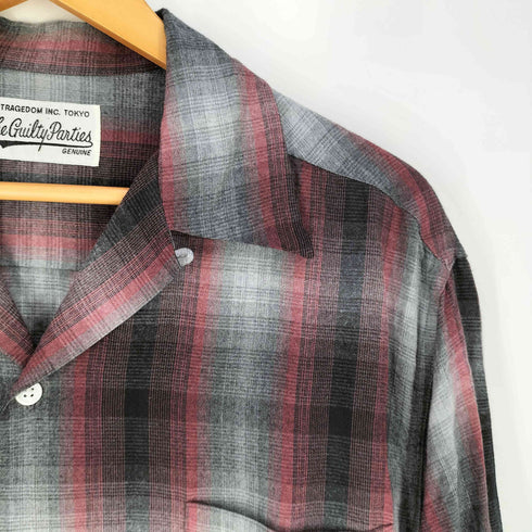 ワコマリア WACKO MARIA 23AW OMBRE CHECK OPEN COLLAR SHIRT L/S レーヨン オープンカラー オンブレチェックシャツ メンズ JPN:L