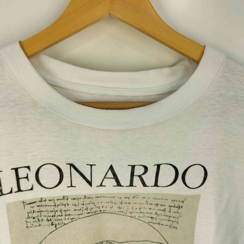 袖&裾シングル ウィトルウィウス的人体図 アート クルーネックTシャツ メンズ