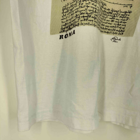 袖&裾シングル ウィトルウィウス的人体図 アート クルーネックTシャツ メンズ