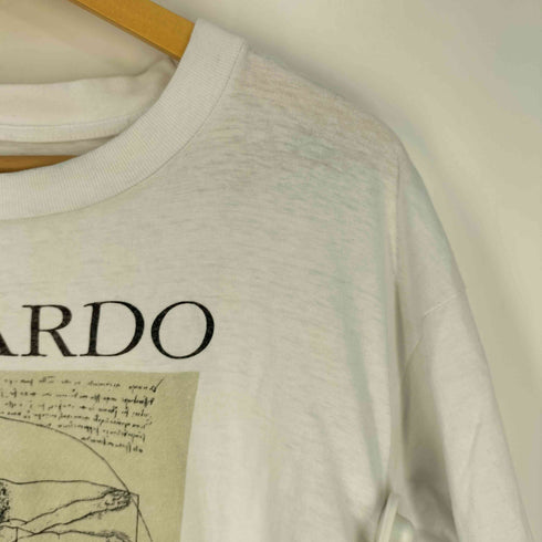 袖&裾シングル ウィトルウィウス的人体図 アート クルーネックTシャツ メンズ