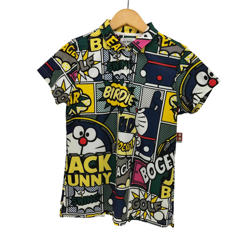 ジャックバニー JACK BUNNY キャラクターコラボ コミック 総柄 ポロシャツ レディース JPN:2