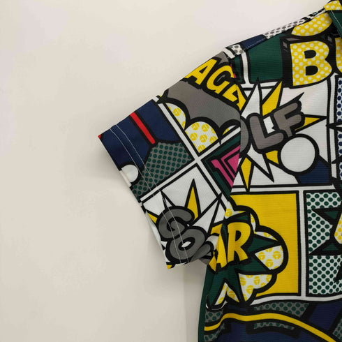 ジャックバニー JACK BUNNY キャラクターコラボ コミック 総柄 ポロシャツ レディース JPN:2