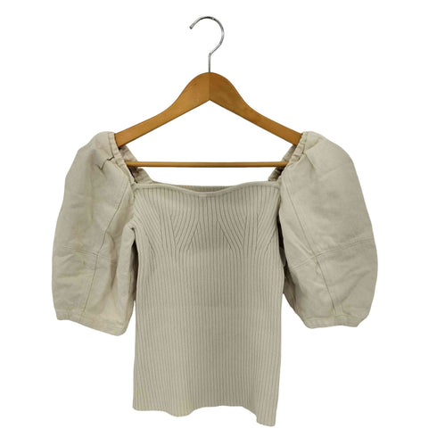 アンクレイヴ uncrave white デニムコンビボリュームスリーブニット レディース 1