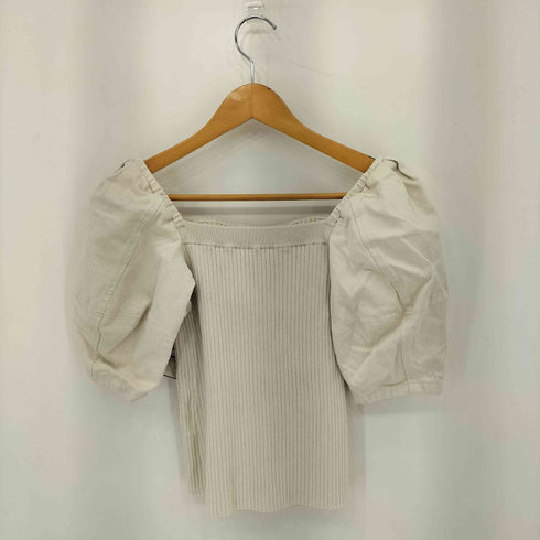 アンクレイヴ uncrave white デニムコンビボリュームスリーブニット レディース 1