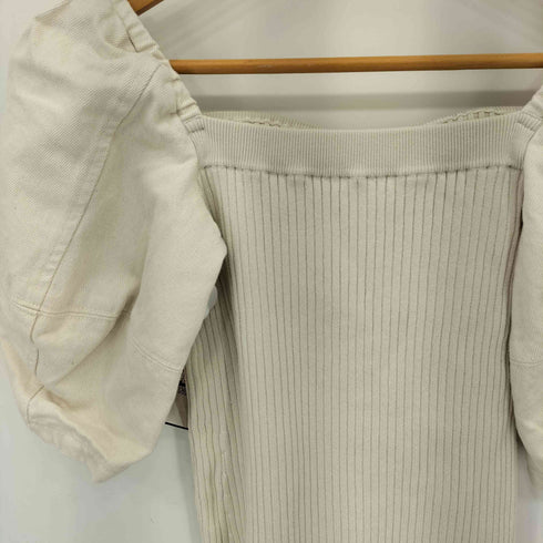 アンクレイヴ uncrave white デニムコンビボリュームスリーブニット レディース 1