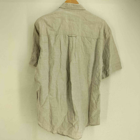 エディーバウアー Eddie Bauer 80-90S 黒タグ リネン コットン フラップポケット S/S シャツ メンズ import:M