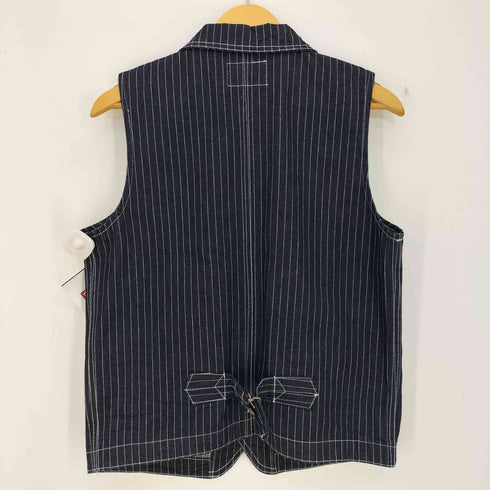 OKONKWO ストライプ シンチバック コットン デニムベスト メンズ import:M