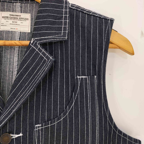 OKONKWO ストライプ シンチバック コットン デニムベスト メンズ import:M