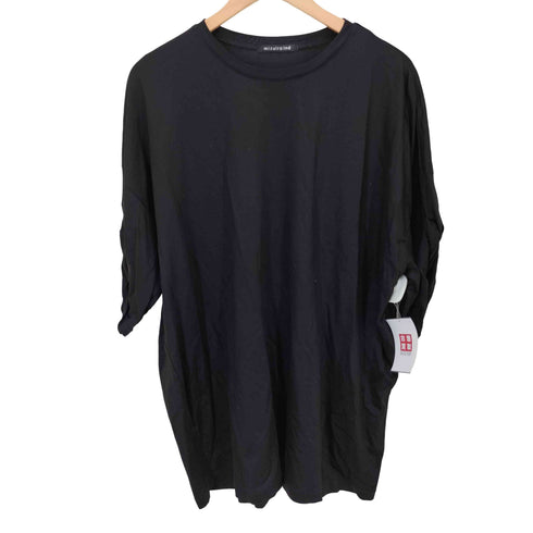 ミズイロインド mizuiro ind ロールアップ スリーブ ワイドTシャツ レディース