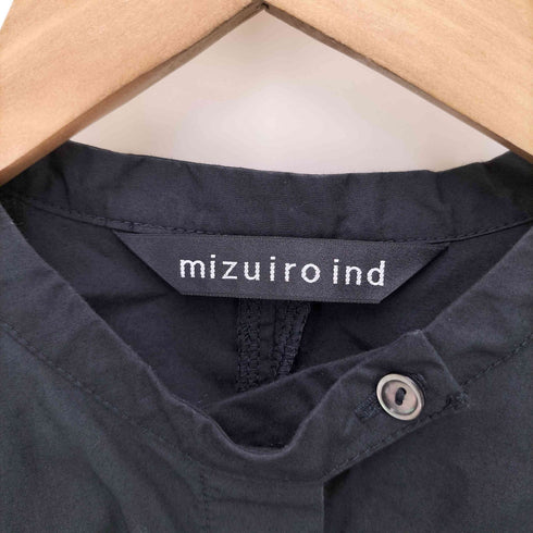 ミズイロインド mizuiro ind ギャザーカラーハーフスリーブシャツ レディース
