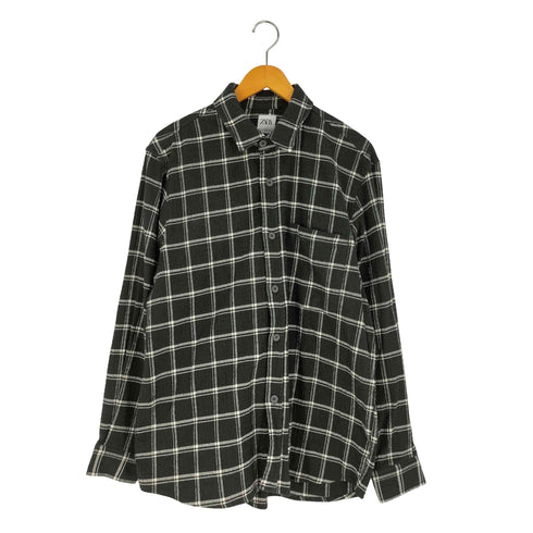 ザラ ZARA サッカー チェックレギュラーカラーシャツ メンズ import:XL