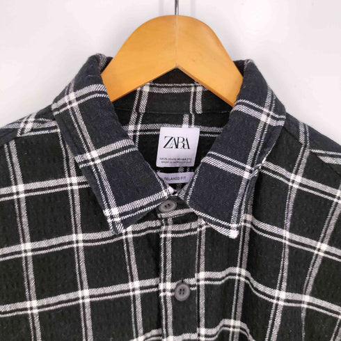 ザラ ZARA サッカー チェックレギュラーカラーシャツ メンズ import:XL