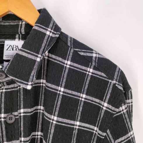ザラ ZARA サッカー チェックレギュラーカラーシャツ メンズ import:XL