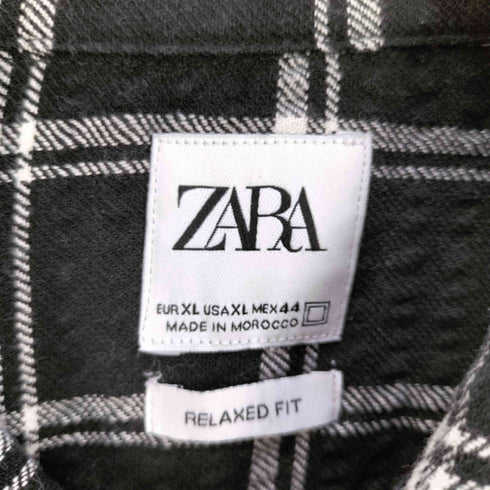ザラ ZARA サッカー チェックレギュラーカラーシャツ メンズ import:XL