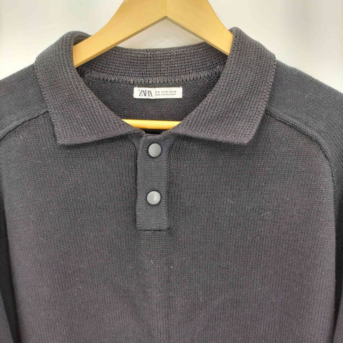 ザラ ZARA コットンニットポロシャツ メンズ M