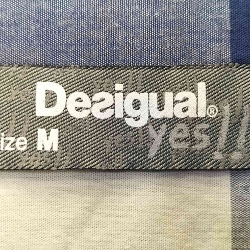 デシグアル Desigual ブロックチェック イラストプリント 刺繍 パッチワーク シャツ メンズ import:M
