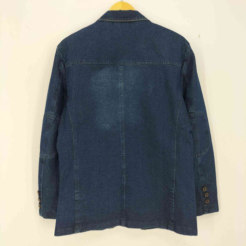 KARAKU 裏地マルチストライプ エルボーパッチ デニム 3B テーラードジャケット メンズ import:L