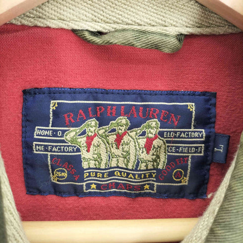 チャップスラルフローレン CHAPS RALPH LAUREN 80S 敬礼タグ エンブレム ロゴ 刺繍 袖裏地キルティング チンストラップ ジップアップ ブルゾン スウィングトップ メンズ import:L