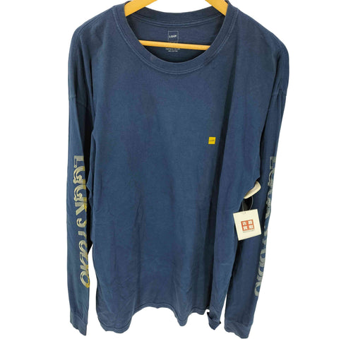 ルックスタジオ LQQK STUDIO 19SS THE OPTICAL L/S TEE USA製 袖 ロゴプリント オーバーサイズ ロンT カットソー メンズ import:XL