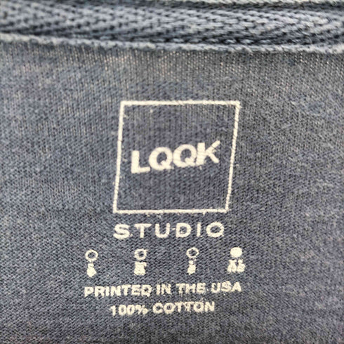 ルックスタジオ LQQK STUDIO 19SS THE OPTICAL L/S TEE USA製 袖 ロゴプリント オーバーサイズ ロンT カットソー メンズ import:XL