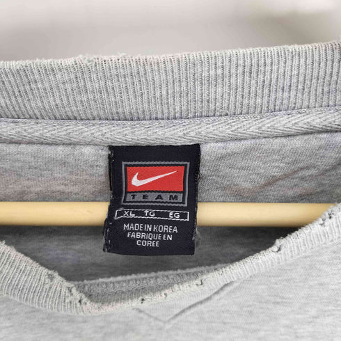 ナイキ NIKE 90S チームタグ 韓国製 フットボール チーム スウッシュ ロゴ 刺繍 Vガゼット プルオーバー スウェット トレーナー メンズ import:XL