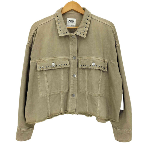 ザラ ZARA スタッズ デニム トラッカージャケット レディース import:L
