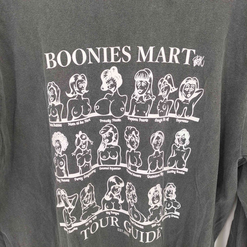 BOONIES MART ウォッシュ加工 プリント ロングスリーブ Tシャツ メンズ XL