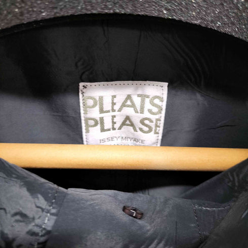 プリーツプリーズイッセイミヤケ PLEATS PLEASE ISSEY MIYAKE シワ加工 ボーダー フード コート メンズ JPN:3