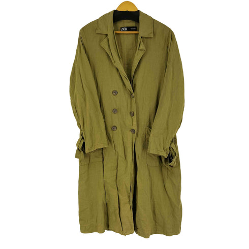 ザラ ZARA リネンコットン混チェスターコート レディース import:S