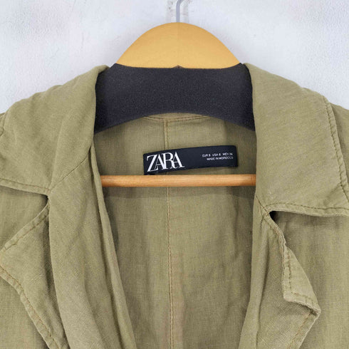 ザラ ZARA リネンコットン混チェスターコート レディース import:S