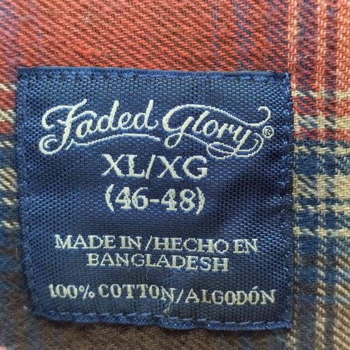 フェイデッドグローリー FADED GLORY フランネルチェックシャツ メンズ import:XL