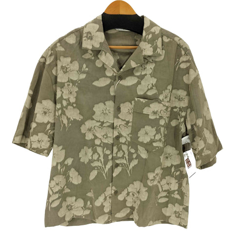ザラ ZARA フラワープリントオープンカラーシャツ メンズ M