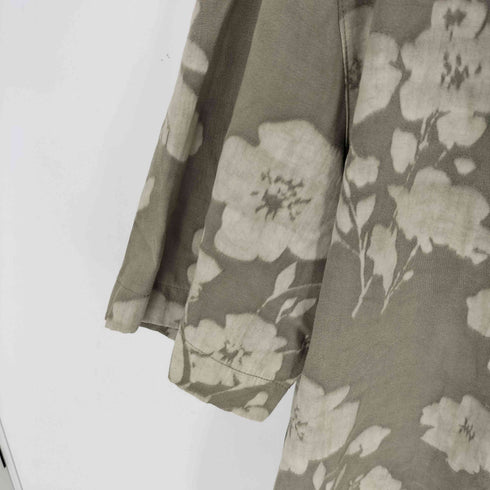 ザラ ZARA フラワープリントオープンカラーシャツ メンズ M