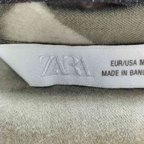 ザラ ZARA フラワープリントオープンカラーシャツ メンズ M