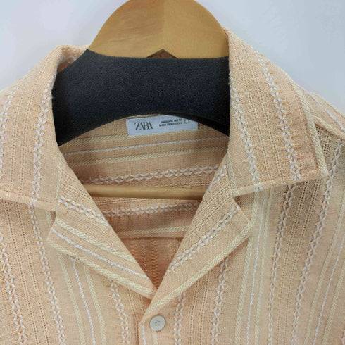 ザラ ZARA 刺繍 オープンカラーシャツ メンズ M